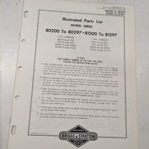 Briggs & Stratton Illustrated Engine Repair Parts List Book Manual 80200 81200