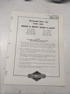 Briggs & Stratton Illustrated Engine Repair Parts List Book Manual 80200 81200