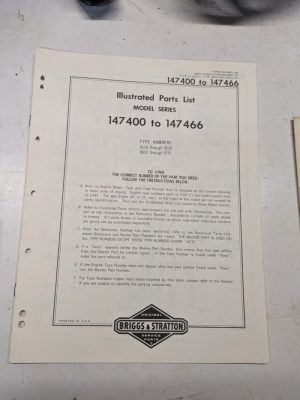 Briggs & Stratton Illustrated Engine Repair Parts List Book Manual 147400-147466