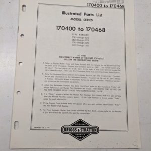 Briggs & Stratton Illustrated Engine Repair Parts List Book Manual 170400-170468