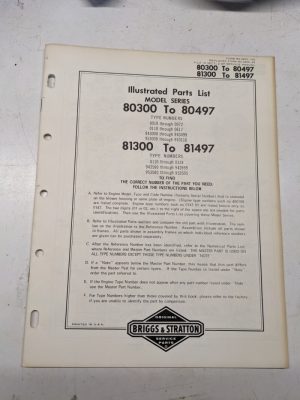 Briggs & Stratton Illustrated Engine Repair Parts List Book Manual 80300 81300