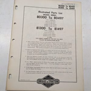 Briggs & Stratton Illustrated Engine Repair Parts List Book Manual 80300 81497