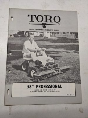 Toro Owners Operating Parts Manual List Book Catalog 58” Professional 03102