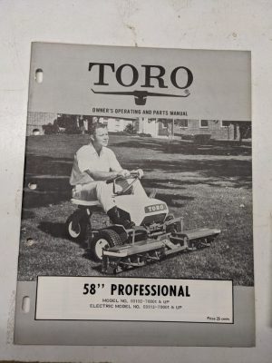Toro Owners Operating Parts Manual List Book Catalog 58” Professional 03112