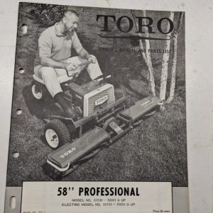 Toro Owners Operating Parts Manual List Book Catalog 58” Professional 1964