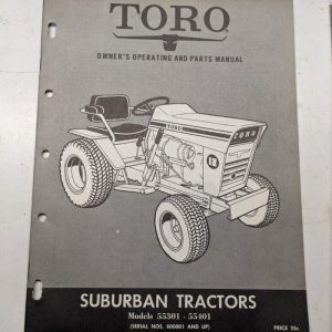 Toro Owners Operating Parts Manual List Book Catalog Suburban Tractors 55301