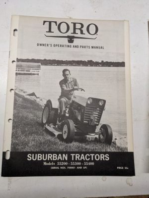 Toro Owners Operating Parts Manual List Book Catalog Suburban Tractors 55200