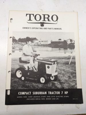 Toro Owners Operating Parts Manual List Book Catalog Suburban Tractors 55301
