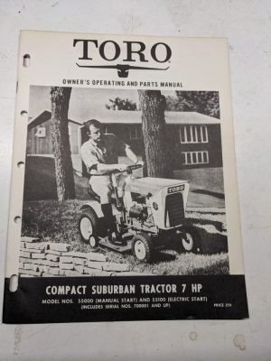 Toro Suburban Tractors 55000 Owners Operating Parts Manual List Book Catalog