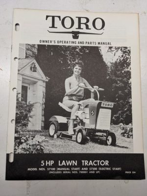 Toro Tractors Owners Operating Parts Manual List Book Catalog 5Hp Lawn 57100