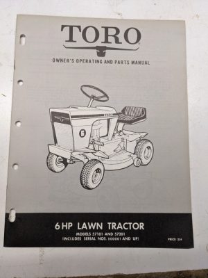 Toro 6Hp Owners Operating Parts Manual List Book Catalog Lawn Tractors 57101