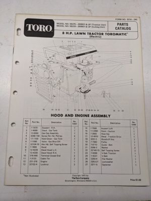 Toro Toromatic Parts Catalog List Book Manual 8Hp Lawn Tractor 55275 55233 1972
