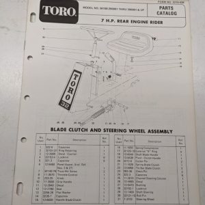 Toro 7Hp Rear Engine Rider 56108 3310-438 1972 Parts Catalog List Book Manual