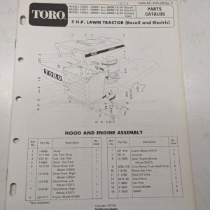 Toro 5Hp Lawn Tractor 57003 57017 57025 1972 Parts Catalog List Book Manual