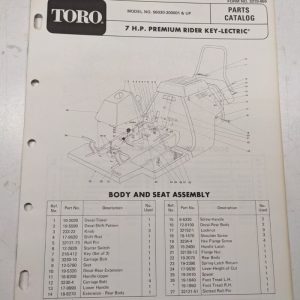 Toro Key-Lectric Parts Catalog List Book Manual 7Hp Lawn Tractor 56030 1973