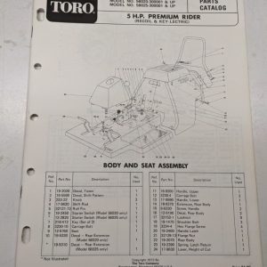 Toro Premium Rider Parts Catalog List Manual 5Hp Lawn Tractor 56020 56025 1973