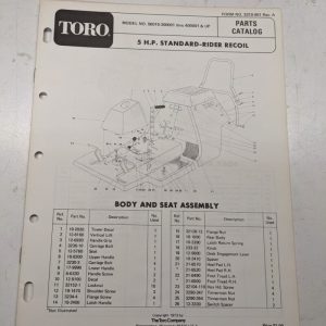 Toro Rider Parts Catalog List Manual 5Hp Lawn Tractor Standard 56015 1973 400001