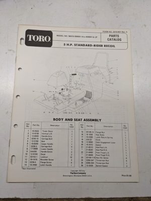 Toro Rider Parts Catalog List Manual 5Hp Lawn Tractor Standard 56015 1973 400001