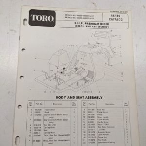 Toro Rider Parts Catalog List Manual 5Hp Lawn Tractor Premium 56022 56027 1973
