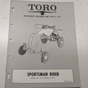 Toro Sportsman Reference Drawing Parts List Book Catalog Manual Rider 50112 8138
