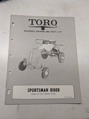 Toro Sportsman Reference Drawing Parts List Book Catalog Manual Rider 50112 8138