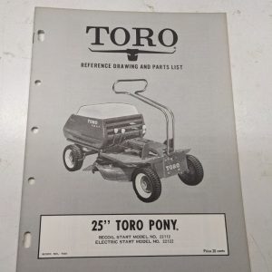 Toro Pony Reference Drawing Parts List Book Catalog Manual Rider 22112 22122