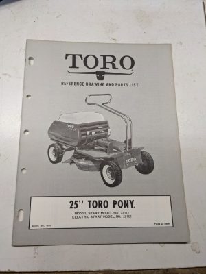 Toro Pony Reference Drawing Parts List Book Catalog Manual Rider 22112 22122