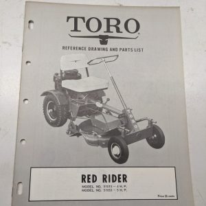 Toro Red Rider Reference Drawing Parts List Book Catalog Manual 51013 51053