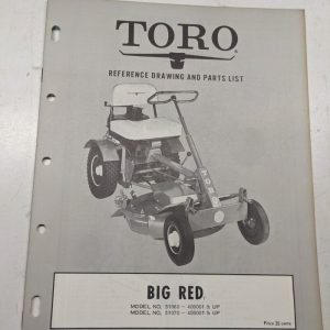Toro Big Red Rider Reference Drawing Parts List Book Catalog Manual 51060 51070