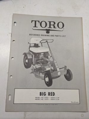 Toro Big Red Rider Reference Drawing Parts List Book Catalog Manual 51060 51070