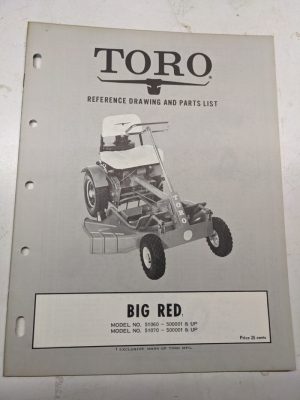 Toro Big Red Reference Drawing Parts List Book Catalog Manual 51060 51070 Lawn