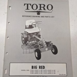 Toro Big Red Rider Reference Drawing Parts List Book Catalog Manual 51060 800001