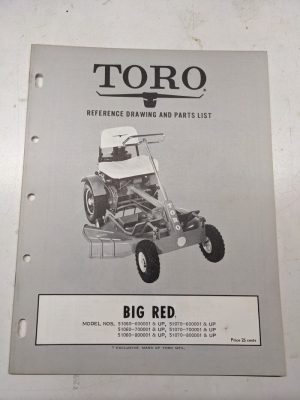 Toro Big Red Rider Reference Drawing Parts List Book Catalog Manual 51060 800001