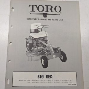 Toro Big Red Model 51060 51070 Reference Drawing Parts List Book Catalog Manual