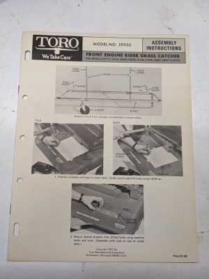 Toro 59050 Front Engine Rider Grass Catcher Assembly Instructions Manual Model