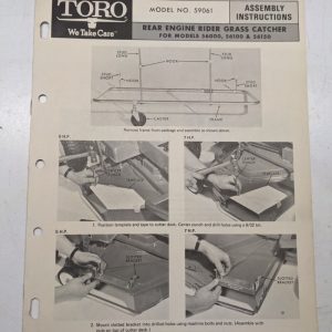 Toro 59061 Front Engine Rider Grass Catcher Assembly Instructions Manual Model
