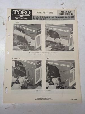 Toro Front Engine Rider Grass Catcher Assembly Instructions Manual 11-6300 Model