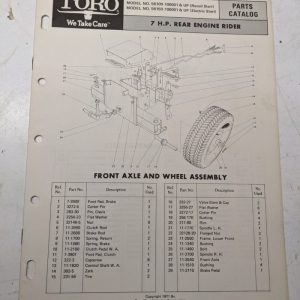 Toro Parts Catalog List Book Manual 7Hp Rear Engine Rider 56100 56150 1971