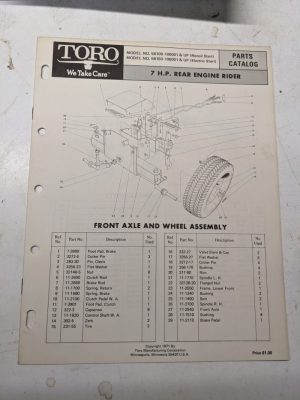 Toro Parts Catalog List Book Manual 7Hp Rear Engine Rider 56100 56150 1971