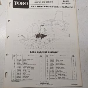Toro Parts Catalog List Book Manual 5Hp Whirlwind Wider 56525 56575 1972