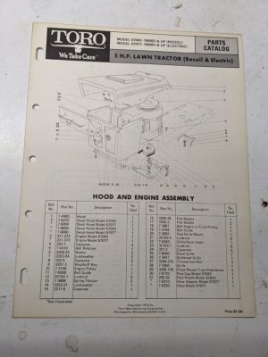 Toro Parts Catalog List Book Manual 5Hp Lawn Tractor 57043 57077 1970