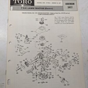 Toro Parts Catalog List Book Manual 7Hp Lawn Tractor 57204 1970