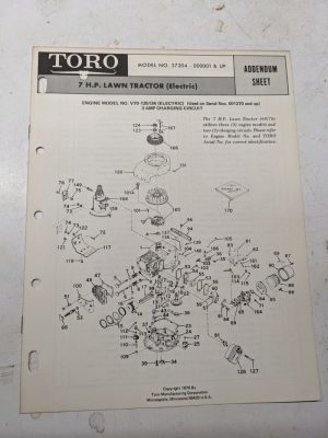 Toro Parts Catalog List Book Manual 7Hp Lawn Tractor 57204 1970