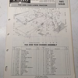 Toro Parts Catalog List Book Manual Lawn Tractor 55002 55050 935 935E 1968 1969
