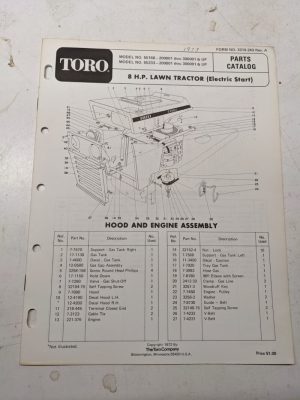 Toro Parts Catalog List Book Manual 8Hp Lawn Tractor 55166 55233 1972