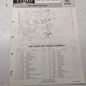 Toro Parts Catalog List Book Manual 940 Lawn Tractor 55150 1969 1968