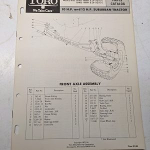 Toro Parts Catalog List Book Manual 10 12Hp Lawn Tractor 55302 55402 Suburban