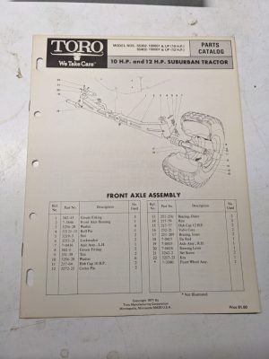 Toro Parts Catalog List Book Manual 10 12Hp Lawn Tractor 55302 55402 Suburban