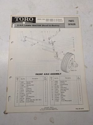 Toro Parts Catalog List Book Manual 8Hp Lawn Tractor 55003 55051 1969