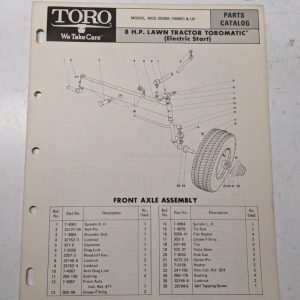 Toro Parts Catalog List Book Manual 8Hp Lawn Tractor 55256 1971 Toromatic